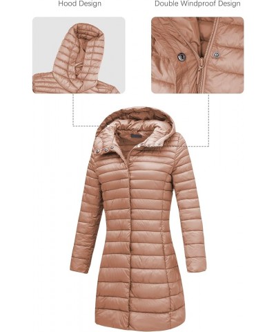 Women's Quilted Lightweight Puffer Jacket, Winter Coats for Women Long Padded Bubble Coat Pink With Hood $32.99 Jackets