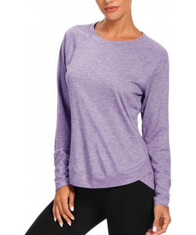 Womens Long Sleeve Workout Shirts-Long Sleeve Shirts for Women Yoga Sports Running Shirt Workout Top Lavender $16.51 Activewear