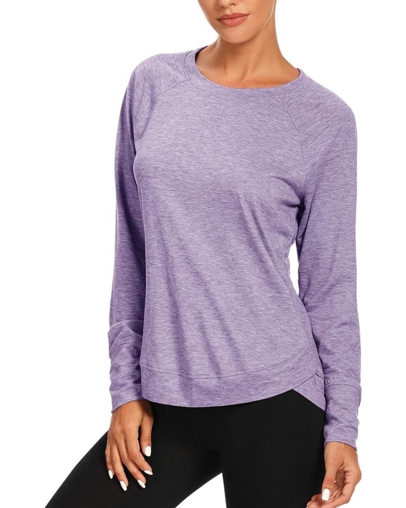 Womens Long Sleeve Workout Shirts-Long Sleeve Shirts for Women Yoga Sports Running Shirt Workout Top Lavender $16.51 Activewear