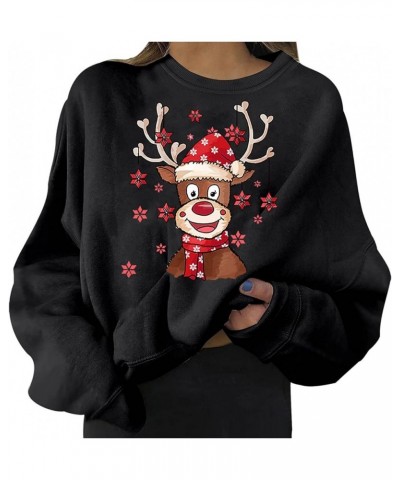 Cute Hoodies for Girls 10-12 Years Old Ladies Long Sleeve Casual Print O Collar Sweatshirt Loose Christmas Top Z02-black $8.5...