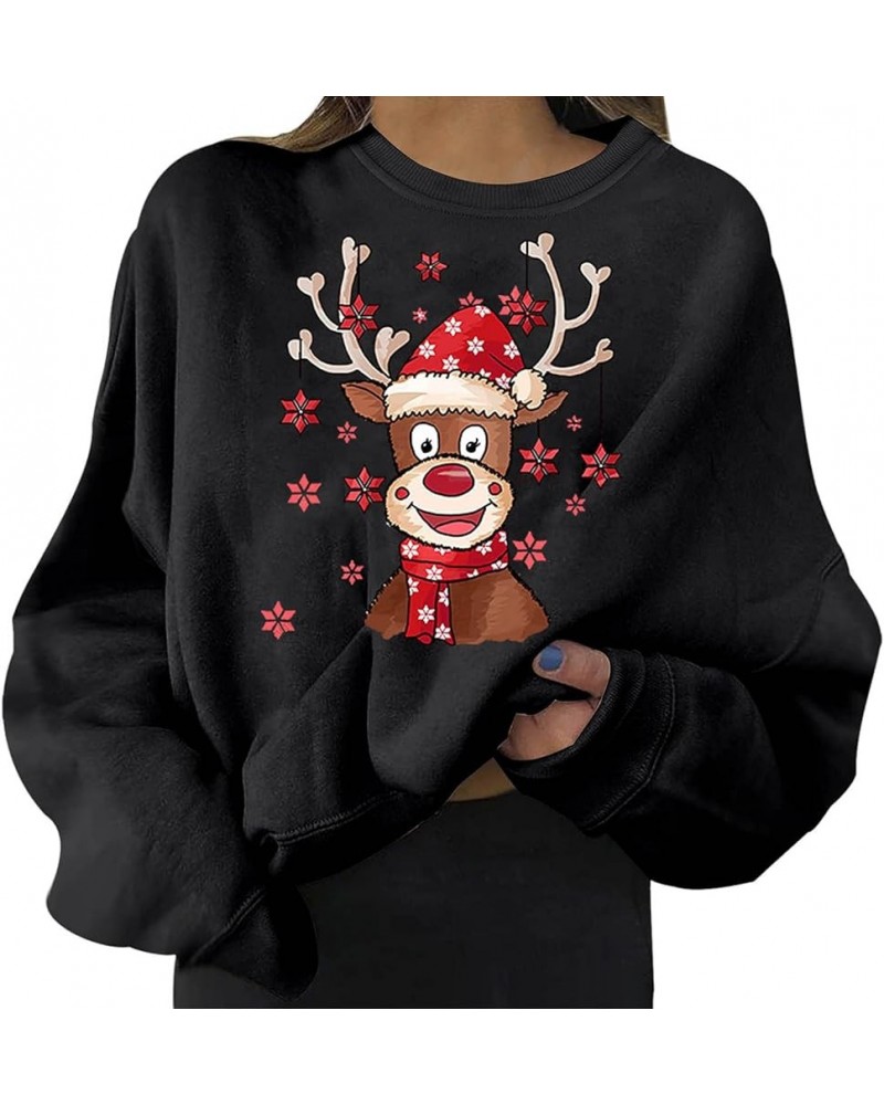 Cute Hoodies for Girls 10-12 Years Old Ladies Long Sleeve Casual Print O Collar Sweatshirt Loose Christmas Top Z02-black $8.5...