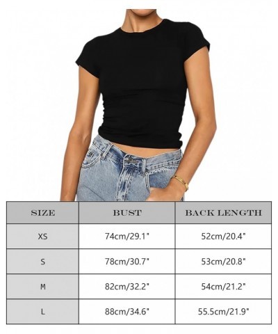 Women's Short Sleeve Crop Tee Shirt Workout Basic Solid Form Fit Round Neck Going Out Tshirt Casual Yoga Black $11.19 T-Shirts