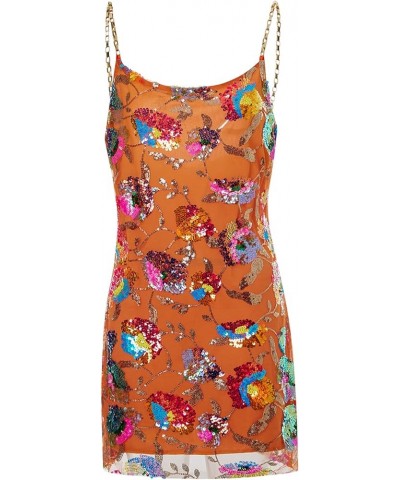 Women Sequin Dresses Backless Spaghetti Sexy Dress Low Cut Flower Dress Sparkly Rave Party Cocktail Clubwear Orange $19.71 Dr...