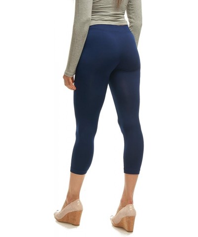 Lush Moda Leggings for Women Capri and Full Length Seamless Footless Tights in Many Colors Capri Navy Free Size $7.81 Leggings