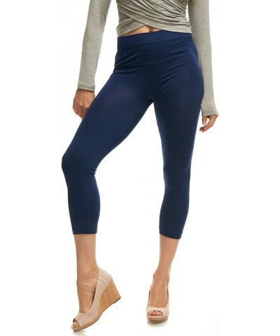 Lush Moda Leggings for Women Capri and Full Length Seamless Footless Tights in Many Colors Capri Navy Free Size $7.81 Leggings