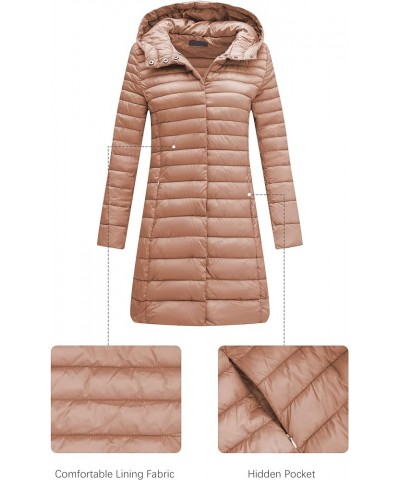 Women's Quilted Lightweight Puffer Jacket, Winter Coats for Women Long Padded Bubble Coat Pink With Hood $32.99 Jackets