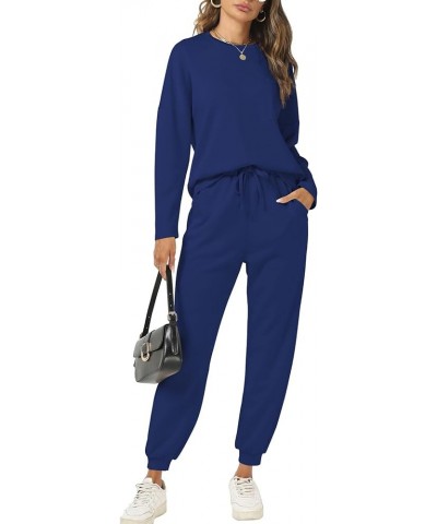 Jogger Outfits Leisure Sets for Women 2024 Sweat Matching Sets 2 Piece Cozy Athleisure Casual Lounge Wear Navy $18.48 Activewear