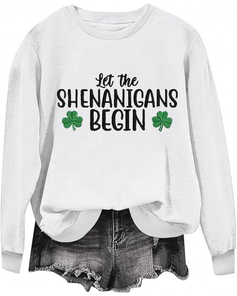 St. Patrick's Day Sweatshirts for Women Trendy 2024 Womens Sweatshirt No Hood Holiday Shirts Crewneck Tops 20 White $7.27 Act...