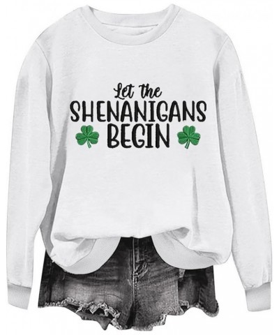 St. Patrick's Day Sweatshirts for Women Trendy 2024 Womens Sweatshirt No Hood Holiday Shirts Crewneck Tops 20 White $7.27 Act...