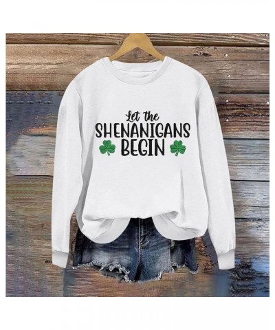 St. Patrick's Day Sweatshirts for Women Trendy 2024 Womens Sweatshirt No Hood Holiday Shirts Crewneck Tops 20 White $7.27 Act...