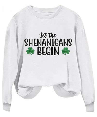 St. Patrick's Day Sweatshirts for Women Trendy 2024 Womens Sweatshirt No Hood Holiday Shirts Crewneck Tops 20 White $7.27 Act...