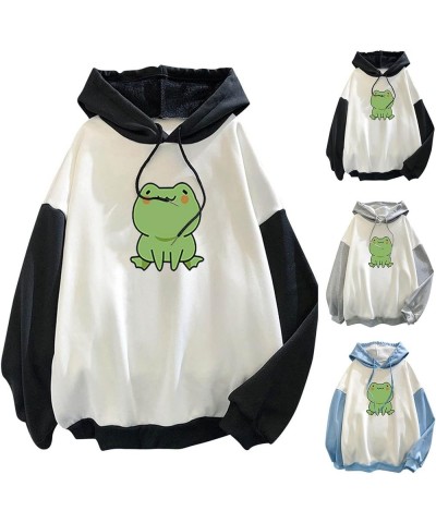 Cute Frog Hoodie for Womens Teen Girls Long Sleeve Shirts Tops Kawaii Graphic Sweatshirts Casual Fashion Pullover 01 Gray $6....