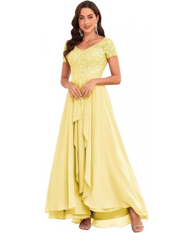 Women's Lace Applique Mother of The Bride Dresses for Wedding Long Formal Evening Party Gown Yellow $34.00 Dresses