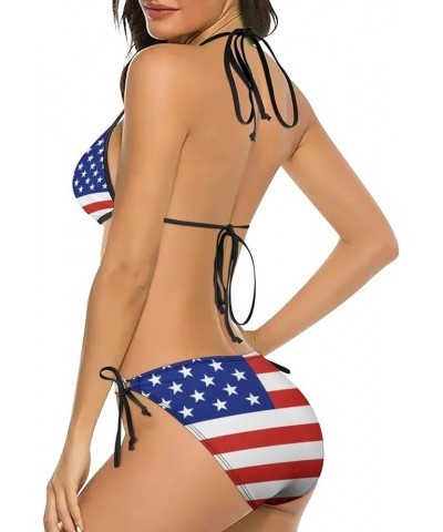 Women Swimsuit Jamaica Halter Bikini String Thong 2pcs Triangle Swimwear Bikini Sets Sexy Suit Usa Flag $19.79 Swimsuits