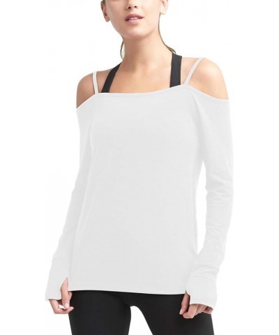 Women's Long Sleeve Yoga Tops Workouts Clothes Activewear Backless Cute Gym Shirts White $14.74 Activewear