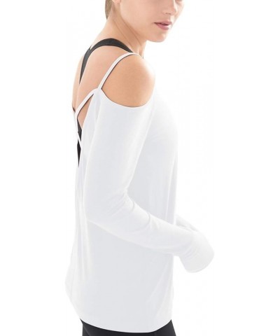 Women's Long Sleeve Yoga Tops Workouts Clothes Activewear Backless Cute Gym Shirts White $14.74 Activewear