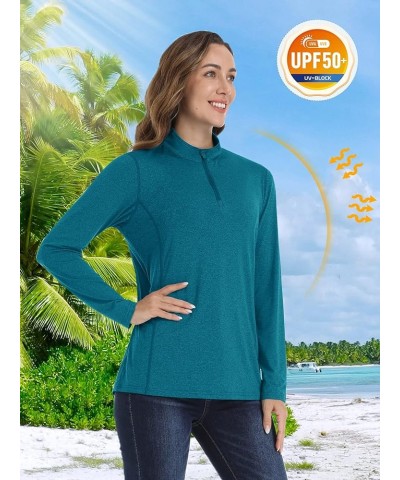 Women's UPF 50+ Shirts 1/4 Zip Sun Protection Long Sleeve Quick Dry Shirt Lightweight Hiking Outdoor P-blue $16.23 Activewear