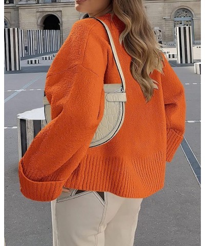 Women Fall Oversized Sweaters Casual Crewneck Pullover Long Sleeve Fuzzy Chunky Knit Tops Blouse Orange $24.48 Sweaters