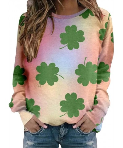 Womens St. Patrick's Day Clover Printed Hoodies Irish Shamrock Green Sweatshirt Long Sleeve Round Neck Pullover Tops Ag 2 $7....