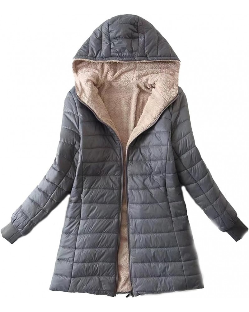 Women's Fleece Lined Smooth Overcoat Lightweight Warm Winter Fuzzy Outerwear Windproof Skiing Coats Zip Up Jackets Gray $22.7...