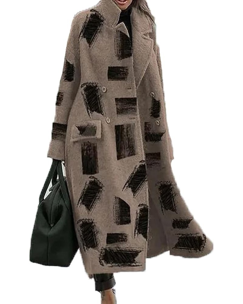 Double-Breasted Woolen Coat for Womens 2023 Notch Lapel Long Faux Wool Coats Fall Winter Maxi Peacoat Jackets Color 4 $22.79 ...