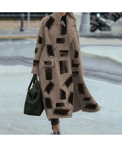 Double-Breasted Woolen Coat for Womens 2023 Notch Lapel Long Faux Wool Coats Fall Winter Maxi Peacoat Jackets Color 4 $22.79 ...