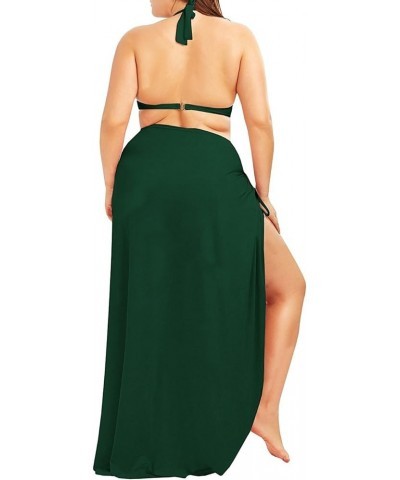 Plus Size Spaghetti Strap Cover Up Beach Backless Wrap Long Dress Army Green $16.32 Swimsuits