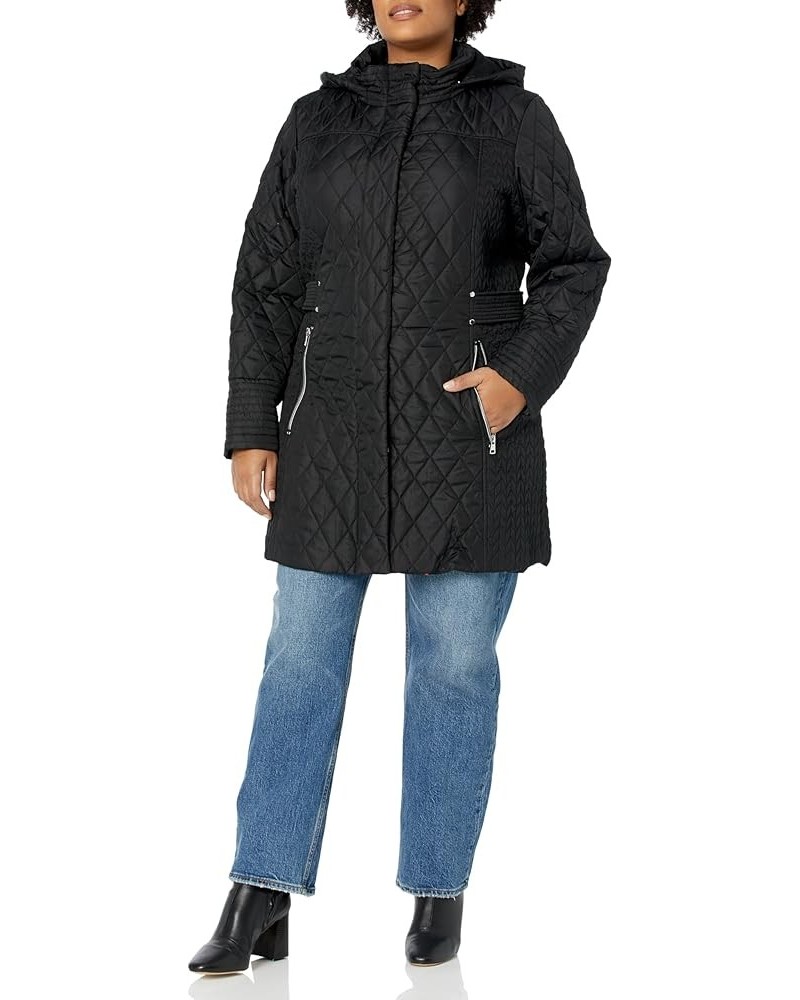 Women's Plus Size Coat Quiltied Multi Panel Black $39.57 Jackets