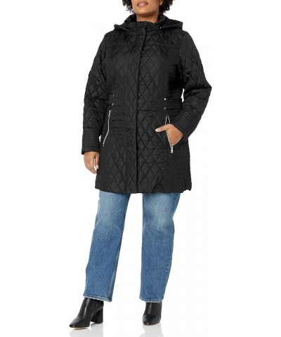 Women's Plus Size Coat Quiltied Multi Panel Black $39.57 Jackets