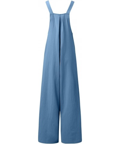 Women's Casual Sleeveless Jumpsuit with Pockets Wide Leg Bib Pants Adjustable Straps Loose Romper Overalls Suspender Blue $13...