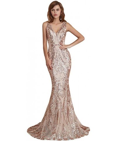 2019 Women's Sexy V Neck Backless Mermaid Long Prom Dresses Evening Gowns Champagne 01 $71.07 Dresses