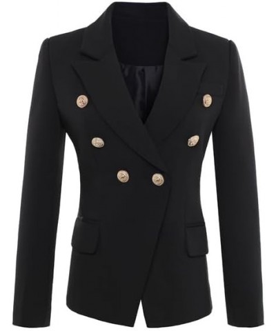 European Classic Designer Shawl Collar Double Breasted Buttons Black & White Office Lady Blazer S2 Green8 $43.91 Suits