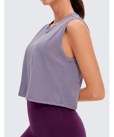 Pima Cotton Cropped Tank Tops for Women Workout Crop Top Sleeveless Athletic Shirts Loose Yoga Tops Lavender Gray $15.93 Acti...