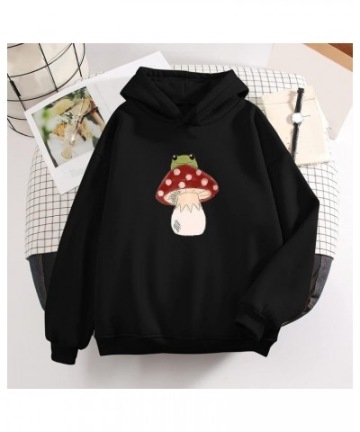 Womens Zip up Sweatshirt Womens Sweatshirt Cute Frog Print Long Sleeve Hoodie Zip up Hoodie Women Oversized Black $6.51 Hoodi...