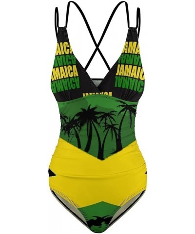 Bikini Sets Jamaica Flag Women's Swimwear Cute Bathing Suit Ruched High Cut Swimsuit Summer M XX-Large Style-5 $22.67 Swimsuits