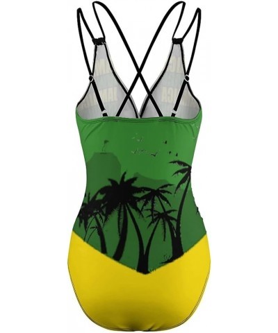 Bikini Sets Jamaica Flag Women's Swimwear Cute Bathing Suit Ruched High Cut Swimsuit Summer M XX-Large Style-5 $22.67 Swimsuits