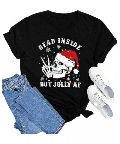 Christmas Shirts Skeleton Xmas Holiday Tshirt Funny Merry Christmas Skull Short Sleeve Coffee Tops Black1 $14.15 T-Shirts