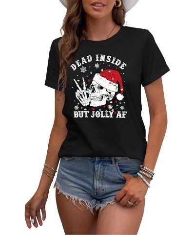 Christmas Shirts Skeleton Xmas Holiday Tshirt Funny Merry Christmas Skull Short Sleeve Coffee Tops Black1 $14.15 T-Shirts