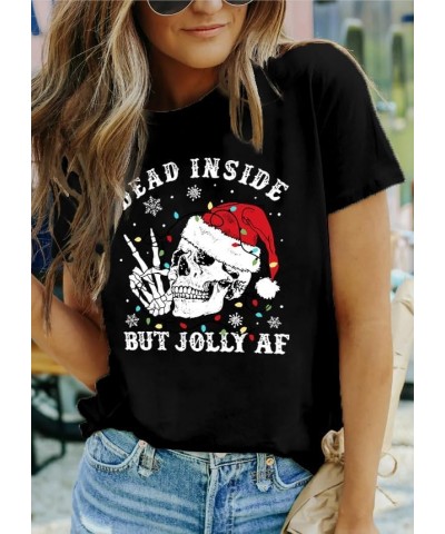 Christmas Shirts Skeleton Xmas Holiday Tshirt Funny Merry Christmas Skull Short Sleeve Coffee Tops Black1 $14.15 T-Shirts