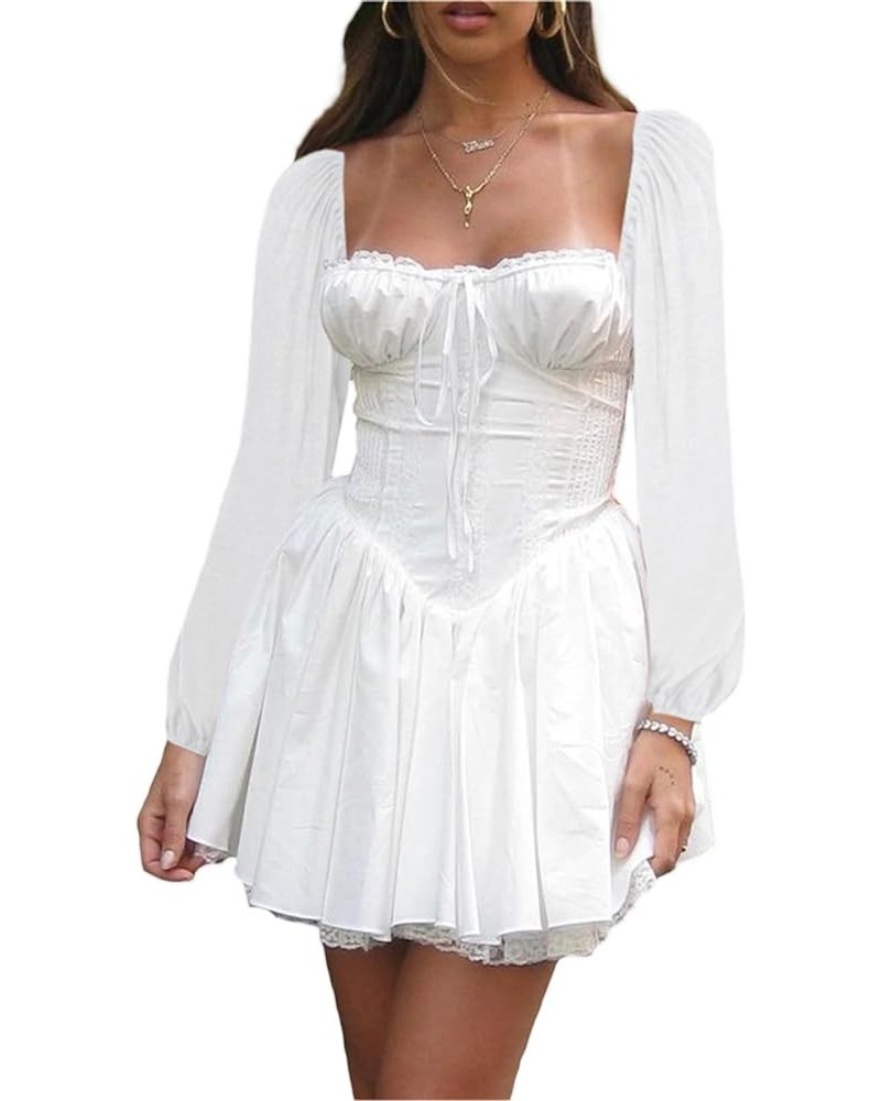 Women Y2k Fairy Tube Mini Dress Off Shoulder Cute Strapless Backless Tunic Top Dress Ruffle Flare A Line Sundress White*1 $15...