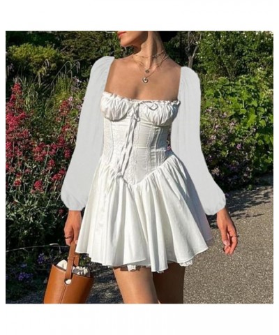 Women Y2k Fairy Tube Mini Dress Off Shoulder Cute Strapless Backless Tunic Top Dress Ruffle Flare A Line Sundress White*1 $15...