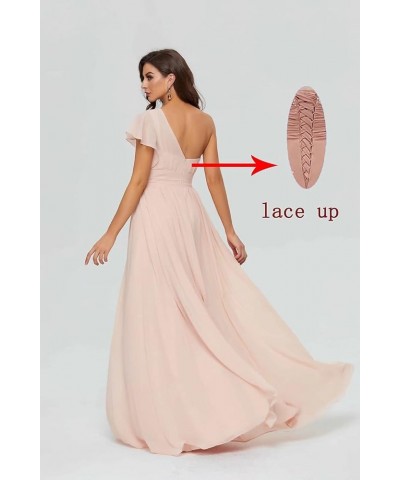 Women's Long Chiffon Bridesmaid Dresses One Shoulder Formal Evening Party Gowns Dusty Rose $34.19 Dresses