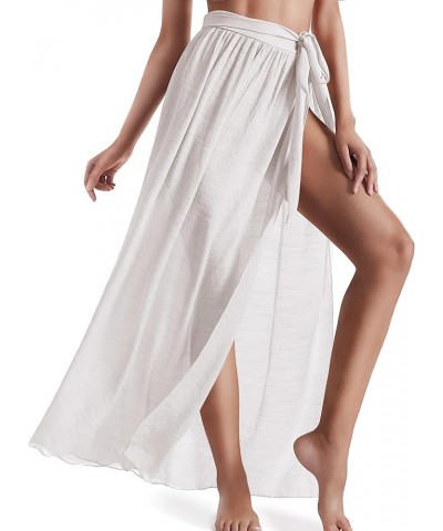 Cover Up Skirt Open Front Swimsuit Wrap Cover Ups Summer Beach Skirts With Slit For Women White $11.39 Swimsuits