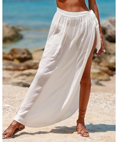 Cover Up Skirt Open Front Swimsuit Wrap Cover Ups Summer Beach Skirts With Slit For Women White $11.39 Swimsuits