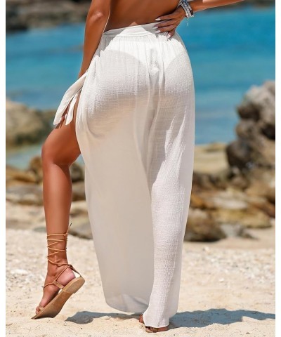 Cover Up Skirt Open Front Swimsuit Wrap Cover Ups Summer Beach Skirts With Slit For Women White $11.39 Swimsuits