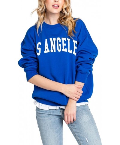 Womens Loose Fit California and Los Angeles Fleece Sweatshirts Los Angeles Royal Blue $17.84 Hoodies & Sweatshirts