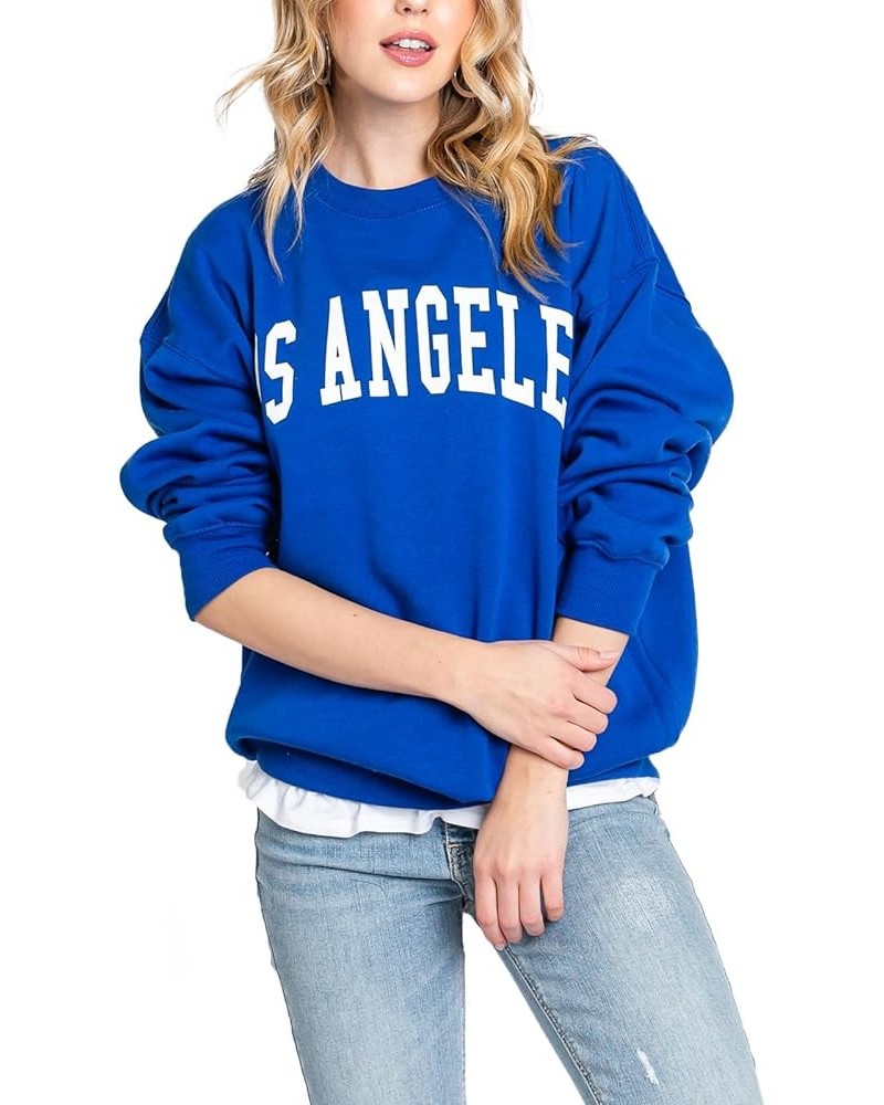 Womens Loose Fit California and Los Angeles Fleece Sweatshirts Los Angeles Royal Blue $17.84 Hoodies & Sweatshirts