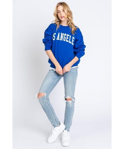 Womens Loose Fit California and Los Angeles Fleece Sweatshirts Los Angeles Royal Blue $17.84 Hoodies & Sweatshirts