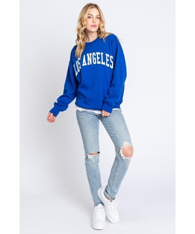 Womens Loose Fit California and Los Angeles Fleece Sweatshirts Los Angeles Royal Blue $17.84 Hoodies & Sweatshirts