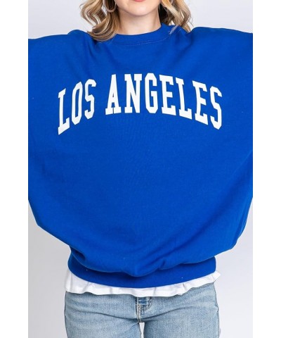 Womens Loose Fit California and Los Angeles Fleece Sweatshirts Los Angeles Royal Blue $17.84 Hoodies & Sweatshirts